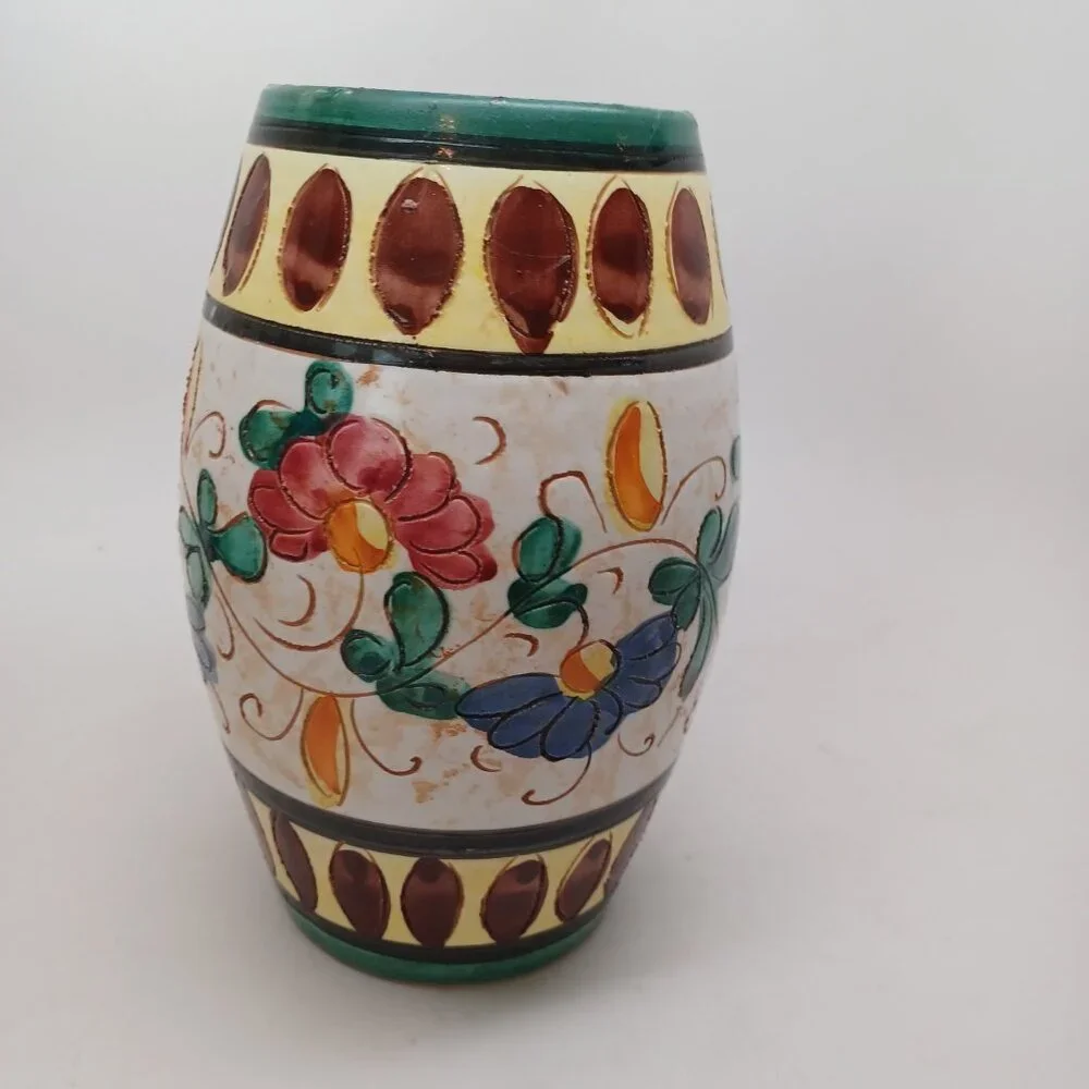 Vintage Italian Vase Hand Painted 8